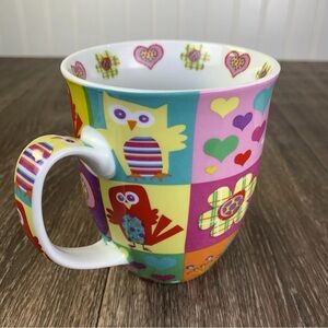 OWLS by Creative Tops Mug Patchwork Background Multicolor Owls 4 1/4"